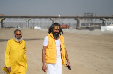 PRAYAGRAJ INDIA DECEMBER 10 2024 Sadhus from various Akhadas start reaching at the Kumbh site ahead of the Mahakumbh 2025 on December 10 2024 in Prayagraj India Photo by Deepak Gupta Hindustan Times  clipart