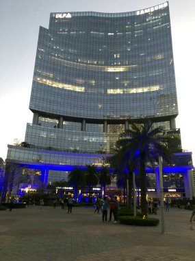 GURUGRAM, INDIA: APRIL 2, 2023 - ONE Horizon Center illuminated with blue lights on the occasion of the World Autism Awareness Day at Golf course road near DLF phase 5 on April 2 2023 in Gurugram India Photo by Parveen Kumar Hindustan Times clipart