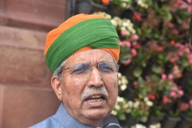 NEW DELHI INDIA APRIL 3 2023 Minister of State for Parliamentary Affairs and Culture Arjun Ram Meghwal arrive for attending Parliament Session during Budget Session on April 3 2023 in New Delhi India Photo by Sonu Mehta Hindustan Times clipart