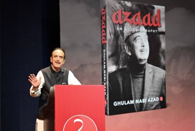 NEW DELHI INDIA APRIL 5 2023 Ghulam Nabi Azad during his book release function `Azaad` at Nehru Museum on April 5 2023 in New Delhi India Photo by Sanjeev Verma Hindustan Times clipart