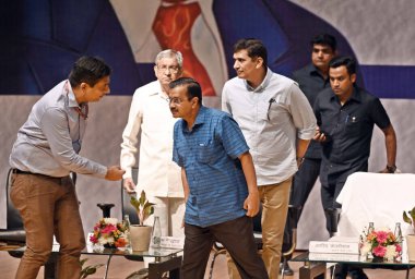 NEW DELHI INDIA APRIL 14 Nisan 2023 Delhi Genel Sekreteri Arvind Kejriwal, BR Ambedkar 'ın 14 Nisan 2023' te Yeni Delhi Hindistan 'da düzenlenen ve Hindistan' da düzenlenen bir festivaldir. 