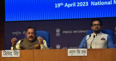 NEW DELHI INDIA 19 APRIL 1923 Birlik Bilim ve Teknoloji Bakanı I. C Jitendra Singh C ve Birlik Bilgi ve Yayın Bakanı Anurag Thakur R ve Akhilesh Gupta Sekreteri Bilim ve Eng Araştırma Kurulu 