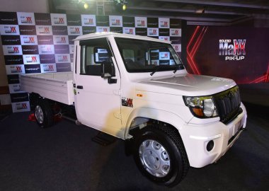 NEW DELHI INDIA APRIL 25 2023 Baneswar Banerjee Vice President National Head Sales Automotive Division Mahindra and Mahindra M and M launching the all new Bolero MaXX Pik Up range on April 25 2023 in New Delhi India Starting at a price of Rs 7 85 Lak clipart