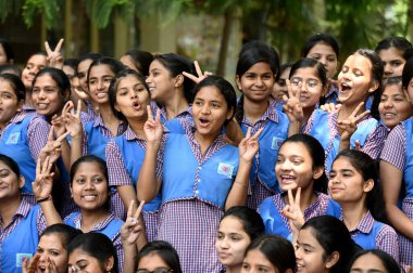 NOIDA INDIA APRIL 25 2023 Students celebrate after UP board class 10th and 12th results were declared at Shyam Singh Smarak inter college in sector 73 on April 25 2023 in Noida India Photo by Sunil Ghosh Hindustan Times clipart