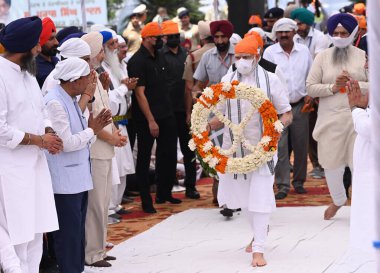 CHANDIGARH INDIA APRIL 26 2023 Prime Minister Narendra Modi paid last respect to Former Chief Minister Punjab Parkash Singh Badal at Shiromani Akali Dal office on April 26 2023 in Chandigarh India Photo by Ravi Kumar Hindustan Times clipart