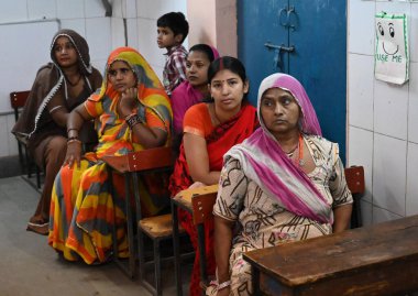 NEW DELHI INDIA APRIL 30 2023 Parents during interaction with teachers for MEGA PTM at MCD School at 28 Block West Patel Nagar on April 30 2023 in New Delhi India The event aimed at encouraging parents from both kinds of schools to participate in the clipart