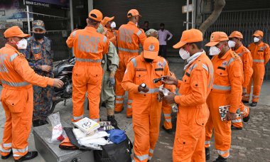 LUDHIANA INDIA APRIL 30 2023 NDRF teams reached and taking initiate rescue operation after gas leak incident at Sua road Giaspura area on April 30 2023 in Ludhiana India Eleven people including two children are feared dead and many others are feared  clipart