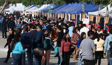 NEW DELHI, INDIA - 14 Aralık 2024: İnsanlar, Hindistan Ulusal Sokak Gıda Tedarikçileri Derneği (NASVI) tarafından düzenlenen 2024 Ulusal Sokak Gıda Festivali 'nde, sokak yiyecekleri pazarlamacılarının özel bir seçimine ev sahipliği yapıyor..