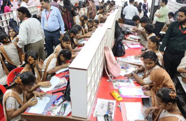 MUMBAI INDIA DECEMBER 17 2024 Students participate in Mumbai Letter Fest 2024 hand written letter organised by Indian Postal department at GPO CST on December 17 2024 in Mumbai India The core objective of this event was to resurrect the art and cultu clipart