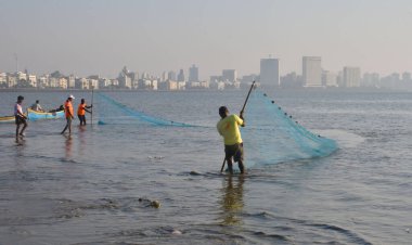 MUMBAI INDIA 16 ARALIK 2024 Balıkçılık Departmanı Mangrove Vakfı ve Okyanus Plastik Temizlik Kampanyası sırasında Girgaon Chowpatty yakınlarında 16 Aralık 2024 tarihinde Mumbai Indi