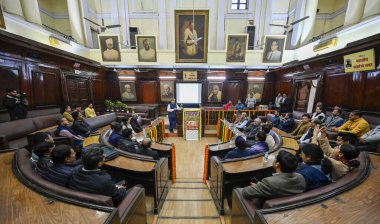 NEW DELHI INDIA DECEMBER 21 2024 A heritage walk through the Delhi Town Hall at Chandni Chowk organised by the heritage cell of MCD delved into the history of the same followed by a lecture on the quest for finding Dara Shukoh final resting place on  clipart