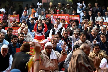 NEW DELHI INDIA DECEMBER 22 2024 Farmers of Delhi gathered for Delhi Bachao Jan Akrosh Rally and protesting for various demands at Jantar Mantar on December 22 2024 in New Delhi India Photo by Salman Ali Hindustan Times  clipart