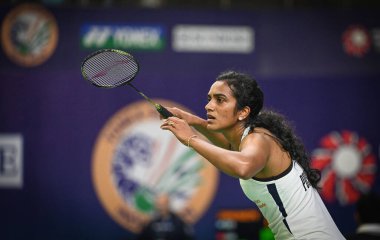 NEW DELHI INDIA JANUARY 16 2025 PV Sindhu from India competes against Manami Suizu from Japan at Yonex Sunrise India Open 2025 Badminton Tournament on January 16 2025 in New Delhi India Photo by Sanchit Khanna Hindustan Times clipart