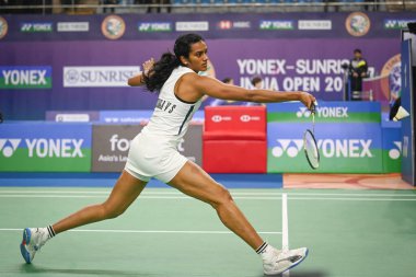 NEW DELHI INDIA JANUARY 16 2025 PV Sindhu from India competes against Manami Suizu from Japan at Yonex Sunrise India Open 2025 Badminton Tournament on January 16 2025 in New Delhi India Photo by Sanchit Khanna Hindustan Times clipart