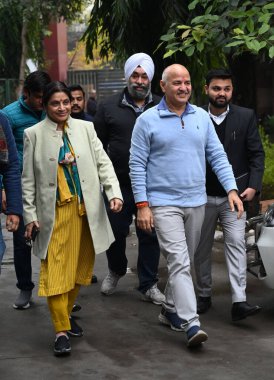 NEW DELHI INDIA JANUARY 16 2025 AAP Party candidate from Jangpura Assembly Manish Sisodia file his nomination at Amar Colony SDM Office on January 16 2025 in New Delhi India Photo by Vipin Kumar Hindustan Times clipart