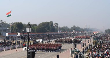 NEW DELHI INDIA JANUARY 23 HAZİRAN 2025 Assam Rifles Contingent solda Cumhuriyet Günü Geçit Töreni 2025 'in tam provası sırasında 23 Ocak 2025' te Yeni Delhi Hindistan 'da Arvind Yadav Hindustan Times