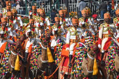 NEW DELHI INDIA JANUARY 26 2025 Camel mounted contingent of Border Security Force BSF marches past the saluting Base during the Republic Day Parade 2025 at Kartavya Path on January 26 2025 in New Delhi India Photo by Ajay Aggarwal Hindustan Times  clipart