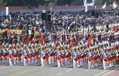 NEW DELHI INDIA 26 JANUARY 2025 Endonezya 'dan bir askeri grup, Cumhuriyet Günü Geçidi 2025 Kartavya Yolu' nda Yeni Delhi Hindistan Fotoğrafı: Arvind Yadav Hindustan Times 