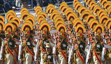 NEW DELHI INDIA JANUARY 26 2025 A contingent of the Railway Protection Force RPF marches past the saluting Base during the Republic Day Parade 2025 at Kartavya Path on January 26 2025 in New Delhi India Photo by Arvind Yadav Hindustan Times  clipart