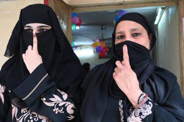 NEW DELHI INDIA FEBRUARY 5. 2025 İnsanlar 5 Şubat 2025 tarihinde Yeni Delhi Hindistan 'da SKV Okul Asaf Ali Yolu' nda Delhi Meclis seçimlerinde oy kullandılar. 
