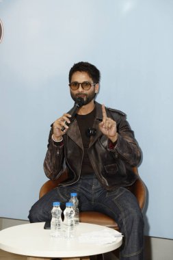 NEW DELHI, INDIA - JANUARY 28:  Bollywood actor Shahid Kapoor during an exclusive interview with HT City for the promotion of upcoming movie Deva as a part of Stars in the City session clipart