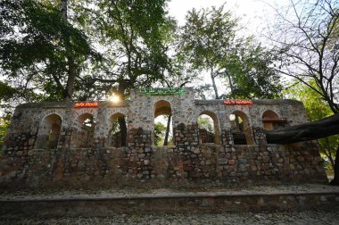 NEW DELHI INDIA FEBRUARY 11 2025 Installations seen installed over Arched Platform inside Sunder Nursery on February 11 2025 in New Delhi India  clipart