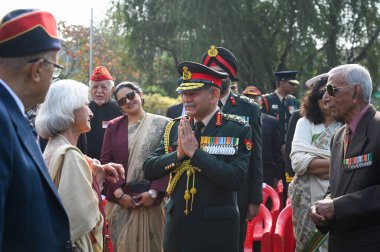 NOIDA, INDIA - FEBRUARY 15, 2025: Chief of the Army Staff General Upendra Dwivedi, PVSM, AVSM during an event to pay homage to 42 martyrs at Shaheed Smarak, Sector 29, on February 15, 2025 in Noida, India. (Photo by Sunil Ghosh/Hindustan Times)  clipart