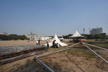 NEW DELHI, INDIA - 17 Şubat 2025: Delhi 'nin yeni başbakanı için hazırlıklar 20 Şubat' ta Ramlila Meydan 'da yapılacak ve Bharatiya Janata Partisi' nin (BJP) büyük bir tören planladığını da sözlerine ekledi.