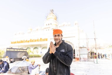 Indian TV actor Shalin Bhanot poses during an exclusive interview with HT City, at Bangla Sahib gurudwara on February 14, 2025 in New Delhi, India.  clipart