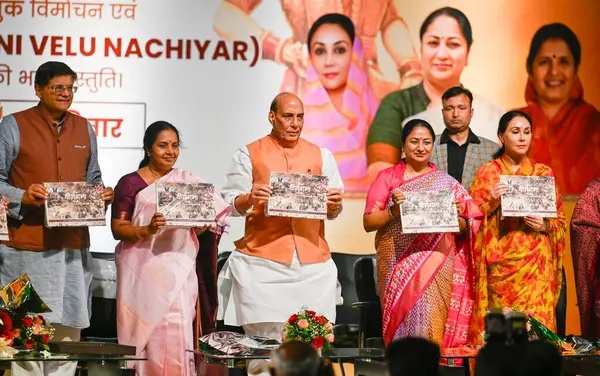 NEW DELHI, INDIA - 29 Mart: Vanathi Srinivasan, Bharatiya Janata Partisi Ulusal Başkanı, Rajnath Singh Savunma Bakanı, Rekha Gupta Genel Sekreteri, Diya Kumari, Başbakan Yardımcısı, Rajasthan 
