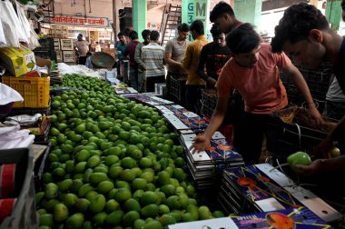 NAVI MUMBAI, INDIA - 30 Mart 2025: 40.000 kutu mango Gudi Padwa vesilesiyle APMC 'ye geldi. Gudi Padwa' nın uğurlu gününde, 30 Mart 2025 tarihinde Navi Mumbai, Hindistan 'da bulunan Navi Mumbai' de ihraç edilmeye hazır..