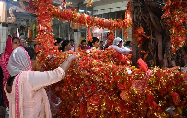 NEW DELHI INDIA APRIL 32025 Devotees Shri Aadya Katyayani Shaktipith Mandir Chhatarpur Tapınağı 'nda ikinci gün şezlonga dua ediyor 3 Nisan 2025 tarihinde Yeni Hindistan' da Sonu Mehta Hindustan Times