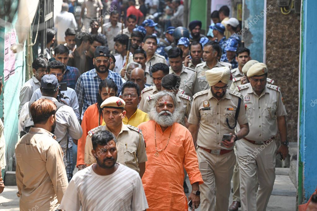 NEW DELHI INDIA APRIL 18 2025 Heavy Police force have been deployed in the area after 17 year old boy was stabbed to death in Seelampur on April 18 2025 in New Delhi India A 17 year old boy was brutally stabbed to death in J Block of New Seelampur in