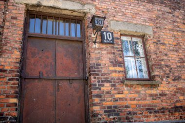 Block 10 Building Located in Auschwitz I. lock 10 at Auschwitz I is infamous for its use as a site for inhumane medical experiments conducted on prisoners during the Holocaust.  clipart