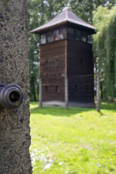 stock image Auschwitz II-Birkenau Guard Tower-Auschwitz II Birkenau was a concentration and extermination camp built and operated by Nazi Germany during World War II. 