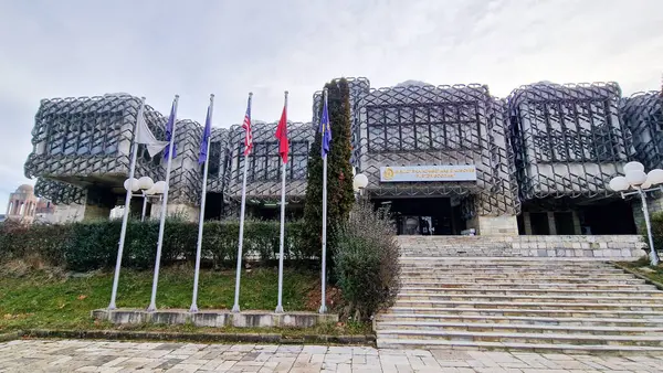 stock image The National Library of Kosovo. It is one of the most iconic buildings in Pristina. The building is covered with 99 white domes of varying sizes, which are meant to symbolize ethnic and cultural diversity.