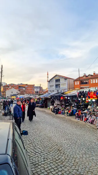 stock image Bazaar area in downtown Pristina, Kosovo.