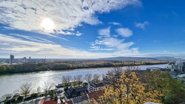 stock image View of the Danube River From Bratislava, Slovakia's  Castle Hill.