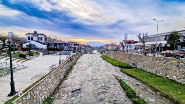 Prizren, Kosovo and the Bistrica River. The river runs through the city, adding to its charm and providing picturesque spots for relaxation and leisure activities clipart