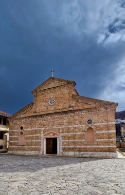 The Cathedral of Our Lady of Perpetual Succour in Przren, Kosovo. This Serbian Orthodox cathedral is an important religious site with beautiful frescoes and icons. clipart