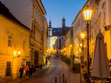 Night Photo of Banska Stiavnica Cityscape clipart