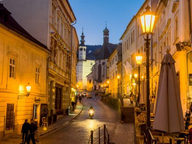 Night Photo of Banska Stiavnica Cityscape clipart