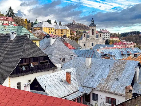 Slovakya 'nın Kenti Banska Stiavnica' ya Bakış.