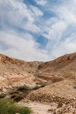 Suudi Arabistan, Riyad 'daki Wadi Hanifa yakınlarındaki manzara. Vadi Hanifa, Suudi Arabistan 'ın Riyad kentinden kuzeybatıdan güneydoğuya yaklaşık 120 kilometre uzanan önemli bir doğal vadidir..