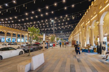 Night photo of the Qaisariya Al-Ahsa Souq Area. It is also known as Souq Al-Qaisariya, is one of Saudi Arabias oldest and most culturally significant marketplaces.