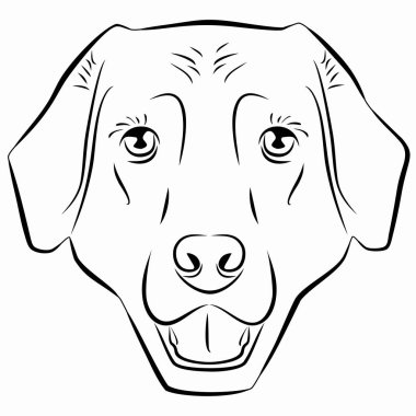 izole edilmiş bir köpek kafası, siyah-beyaz vektör çizimi, beyaz arkaplan