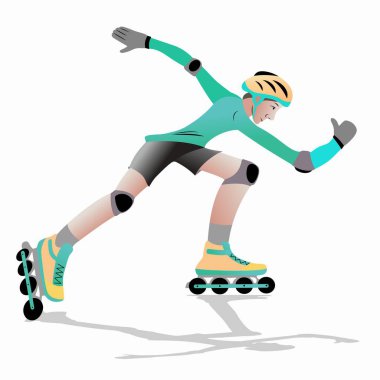 Kayak yapan bir adamın izole edilmiş bir görüntüsü. Renkli vektör çizimi. beyaz arkaplan