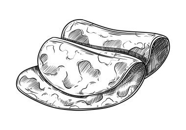 Jambon 2, grafik çizgisi sanat tarzında yemek illüstrasyonudur. Kahvaltı yemeğinin ana hatları elle çizilmiş. Mönü oluşturma ve modern çizim tasarımı için mükemmel.