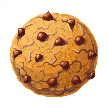 Çizgi film şeklinde çikolata parçacıklı vektör kurabiyesi ve kırıntı dokuları. Bej ve kahverengi tonlarda tatlı izole edilmiş. Kart ağı ve kitap illüstrasyonu veya fırın ve fast food tasarım projeleri için mükemmel.