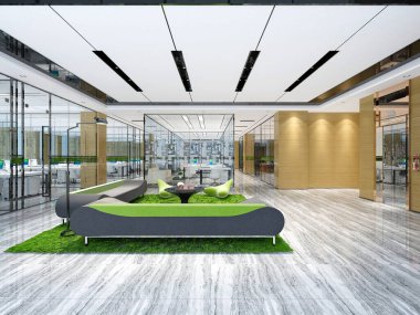 Modern ofisin 3D görüntüsü